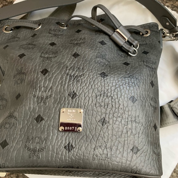 MCM Phantom Grey Small Drawstring Handbag - Picture 5 of 15